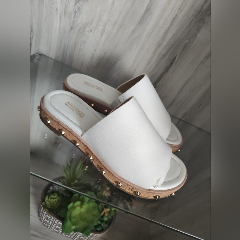 Michale M. Kors Ellen Slide Leather 40S9ELFP1L US 5M New In Box - Picture 3 of 7